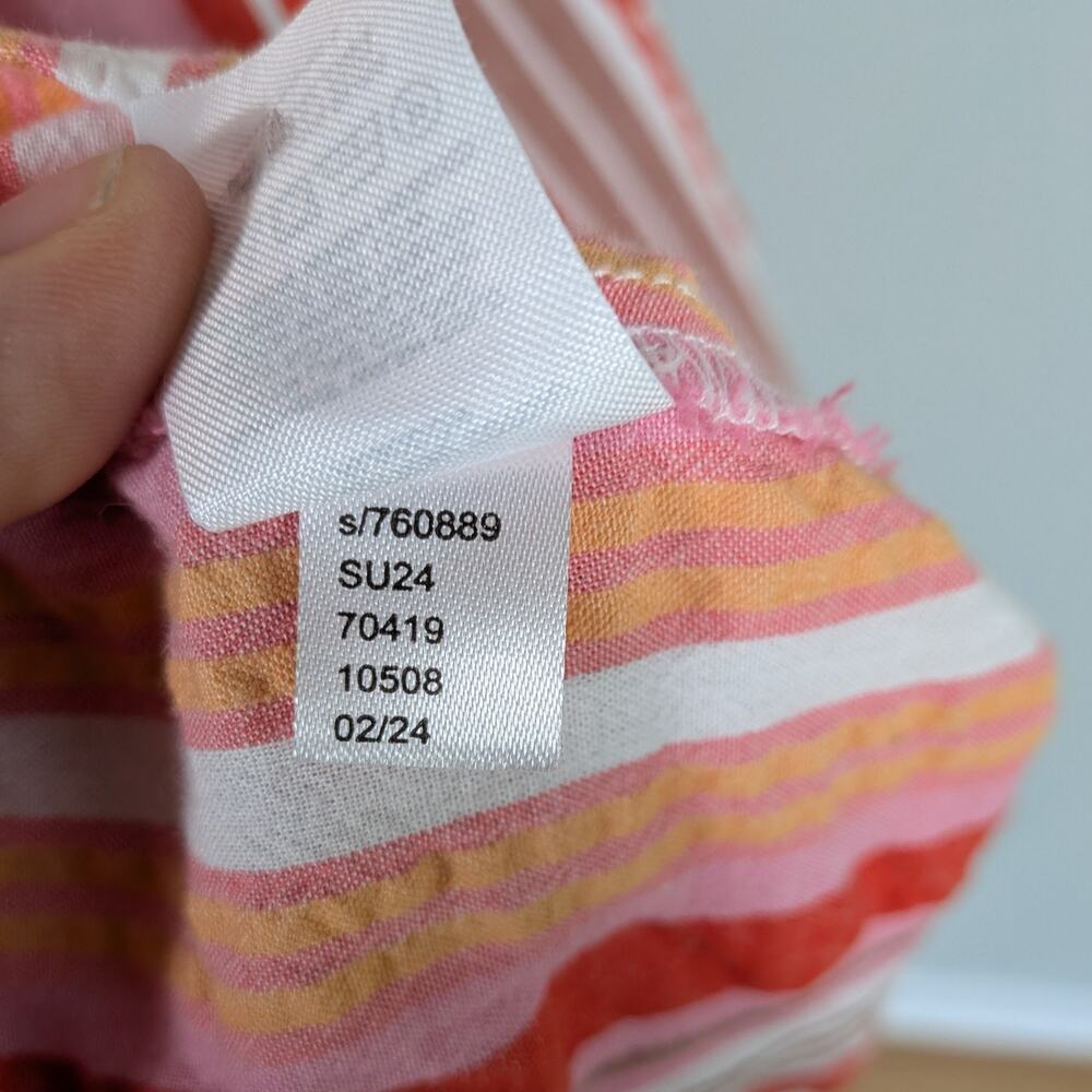 Loft Midi Dress 6 Red Orange Pink Stripe Halter Babydoll Sundress Beach Vacation - Picture 10 of 10
